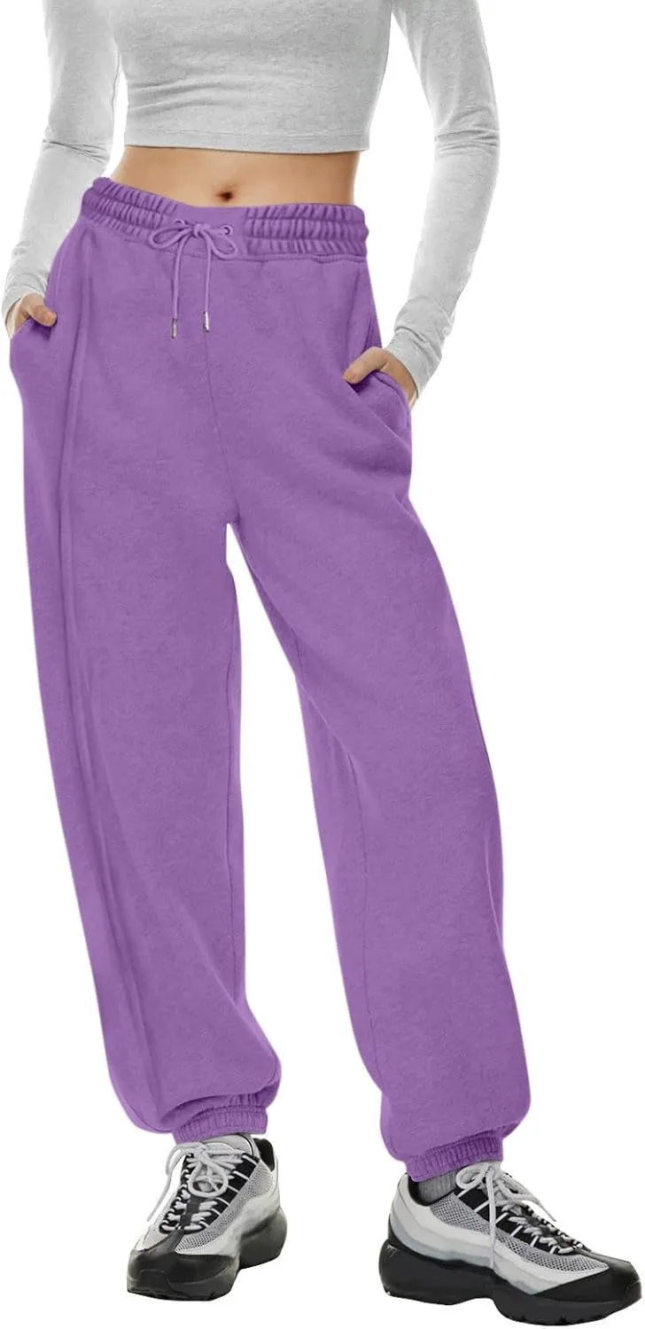 Sweatpants for Women Gym Fall Workout Jogger Pants High Waist Drawstring Athletic Trousers Pants Long with Pocket
