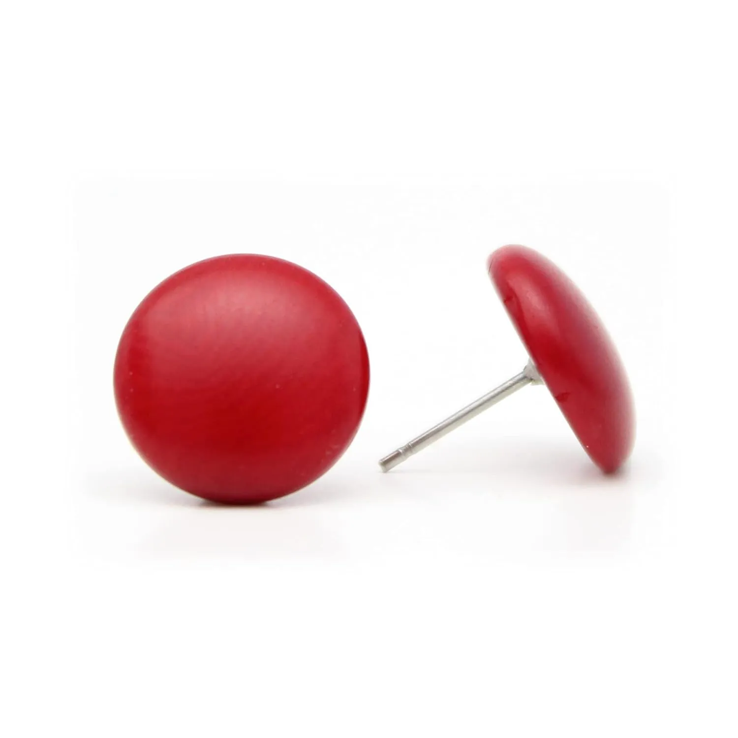 Tagua Earrings Red Studs, Handmade, Fair Trade by Florama Natural Jewelry