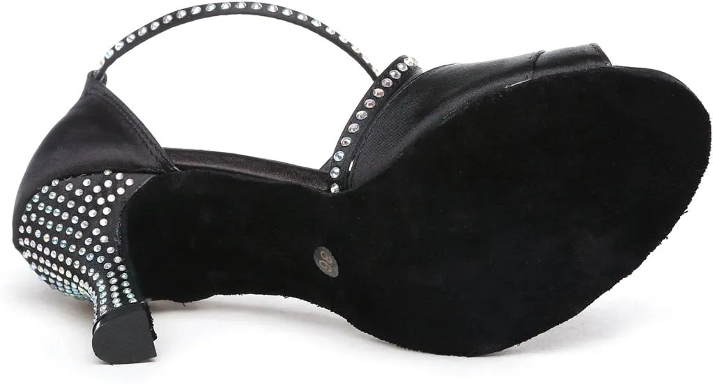 TDA Women's High Heel Crystals Satin Salsa Tango Ballroom Latin Modern Dance Shoes