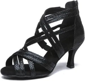 TINRYMX Women Ballroom Dance Shoes Ankle Latin Boots Professional Performance Salsa Dance Shoes, Model-YCL538