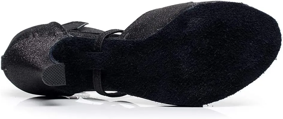 TINRYMX Women Glitter Latin Dance Shoes Sparkle Ballroom Salsa Dance Performance Shoes