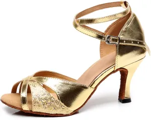 TINRYMX Women Glitter Latin Dance Shoes Sparkle Ballroom Salsa Dance Performance Shoes