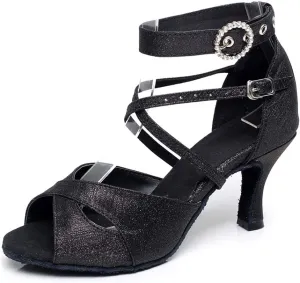 TINRYMX Women Glitter Latin Dance Shoes Sparkle Ballroom Salsa Dance Performance Shoes