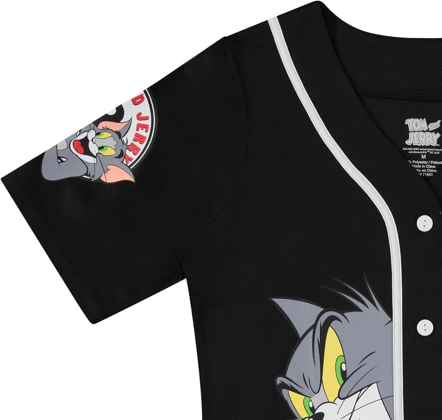 Tom and Jerry Ladies Shirt - Ladies Classic Cartoon Mesh Button Down Baseball Jersey - Hanna Barbera Mesh Jersey