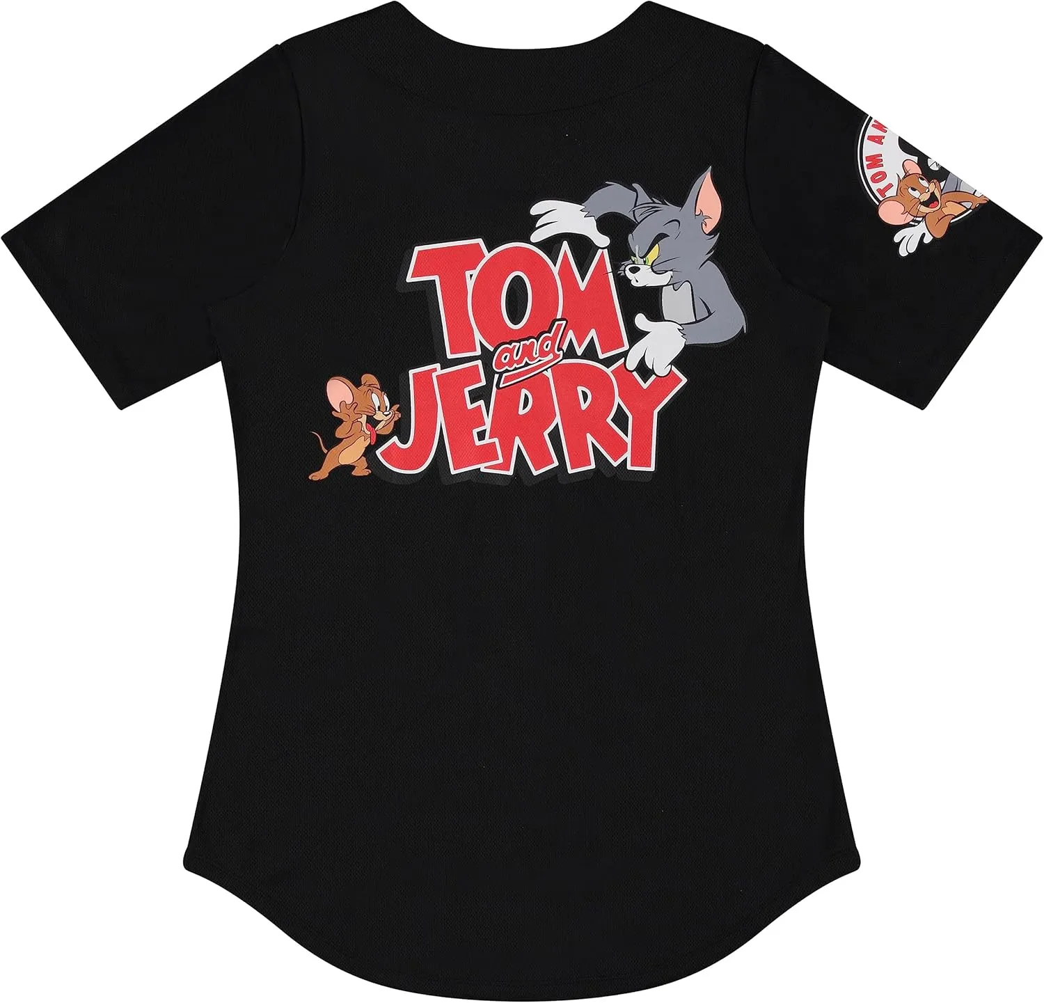 Tom and Jerry Ladies Shirt - Ladies Classic Cartoon Mesh Button Down Baseball Jersey - Hanna Barbera Mesh Jersey