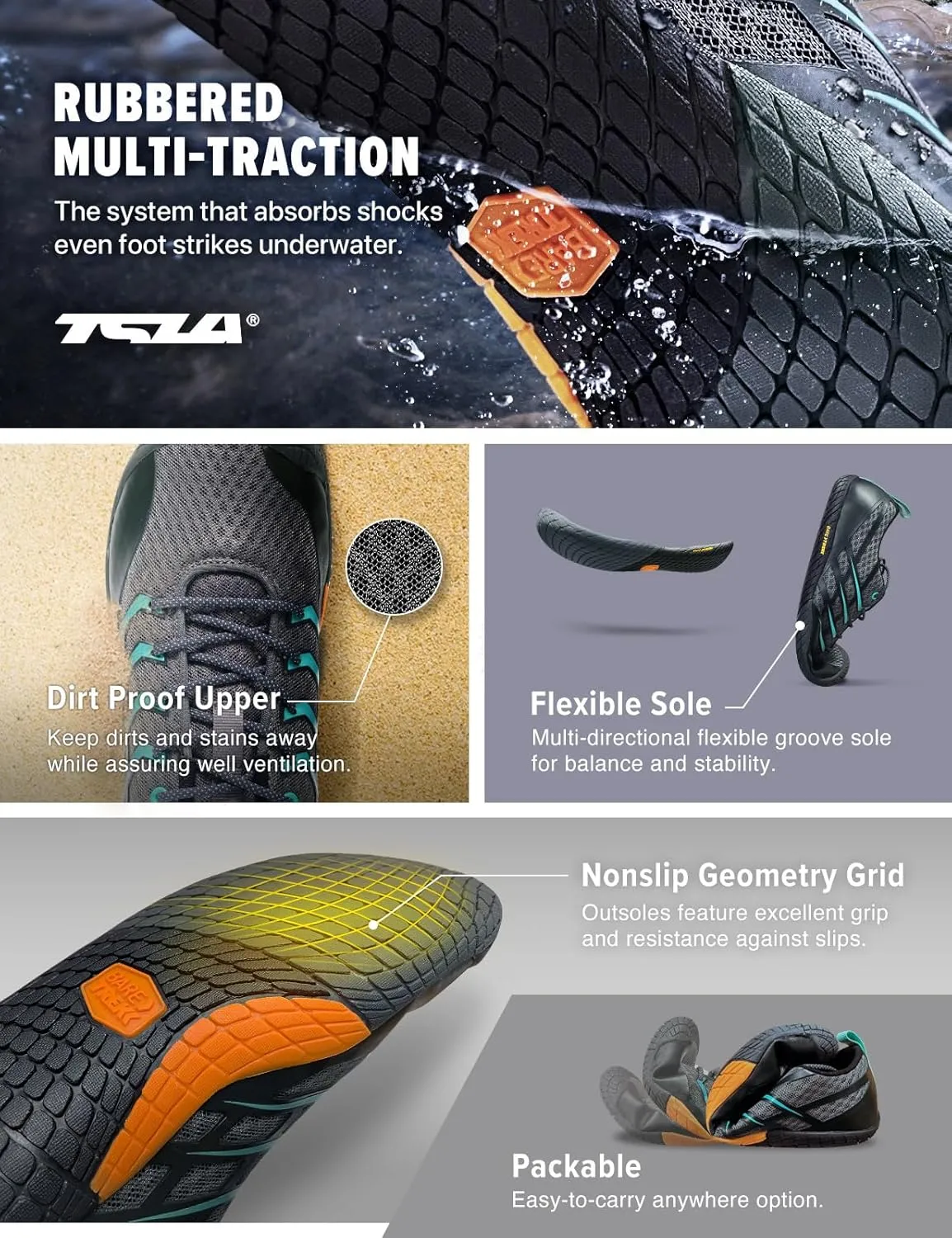 TSLA Men's Trail Running Shoes, Lightweight Zero Drop Barefoot, Non-Slip Outdoor Minimalist Shoes