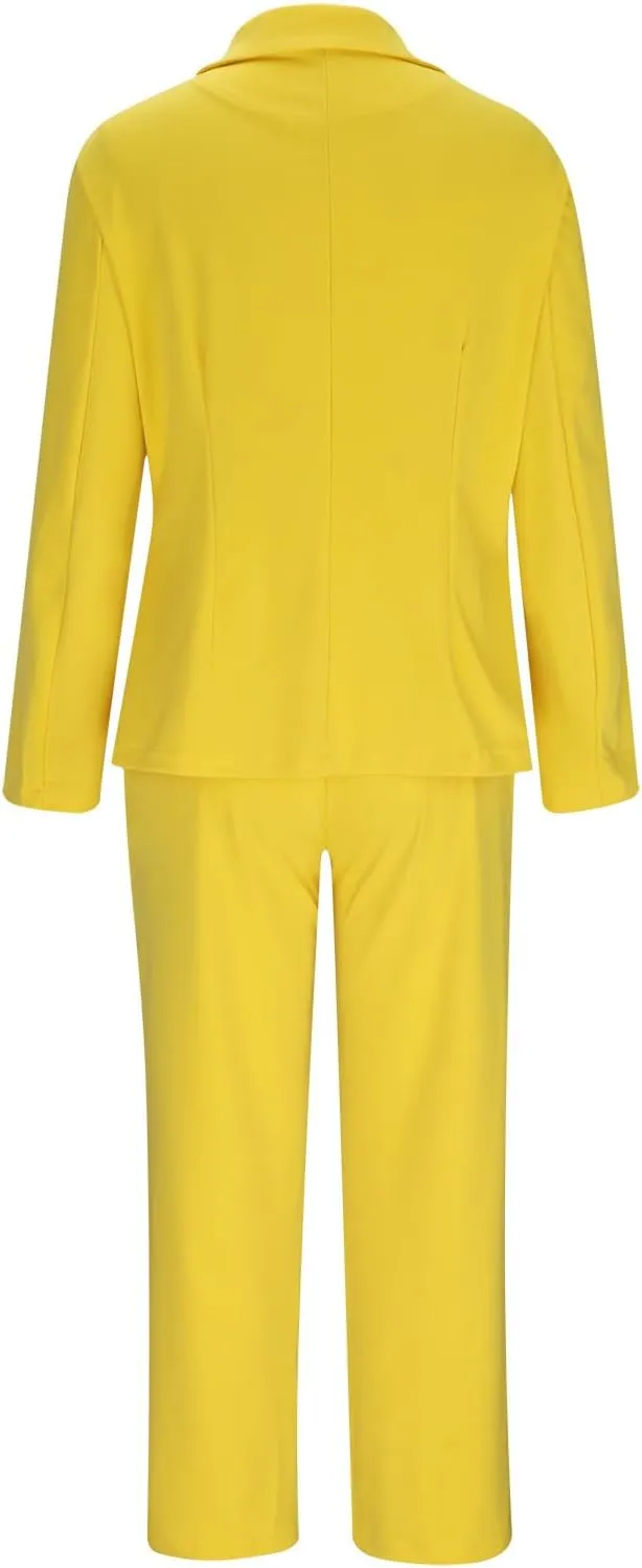 Two Piece Blazer Sets for Women Elegant Double Breasted Blazers   Pants Slim Fit Notch Lapel Solid Business Suit Sets