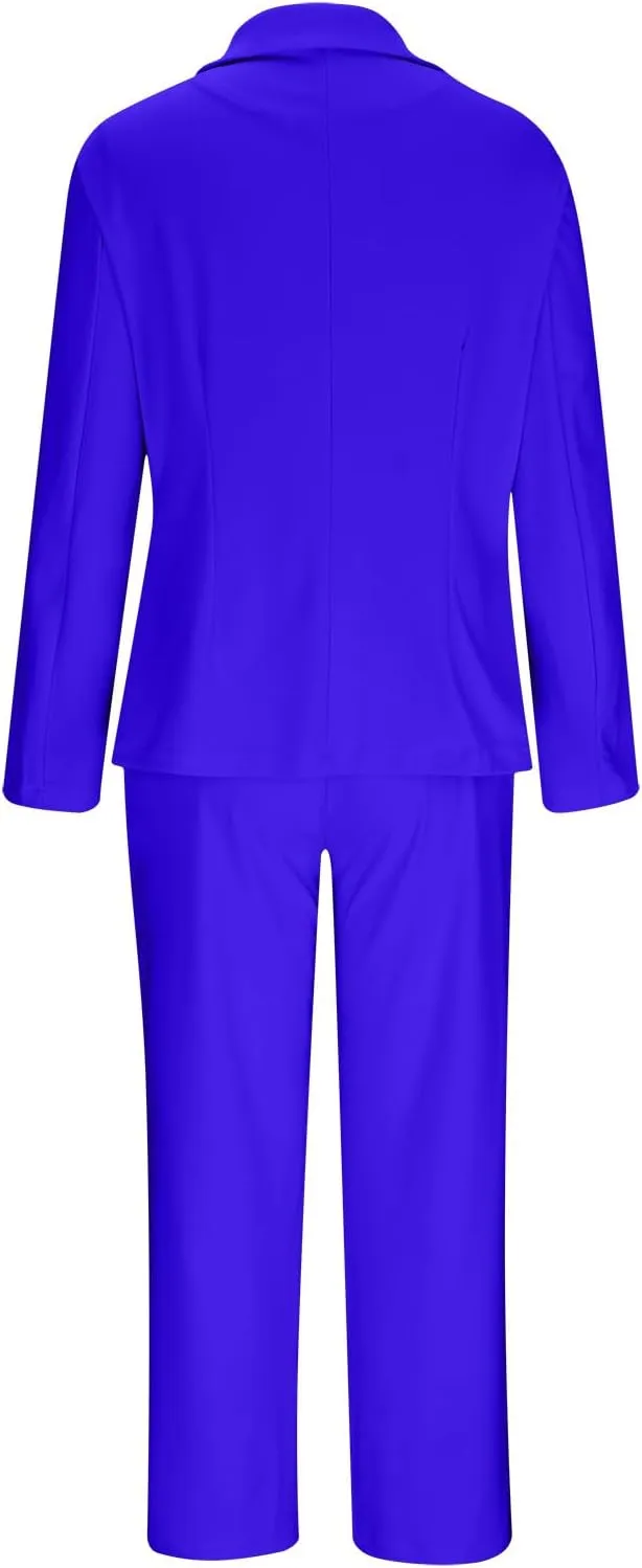 Two Piece Blazer Sets for Women Elegant Double Breasted Blazers   Pants Slim Fit Notch Lapel Solid Business Suit Sets