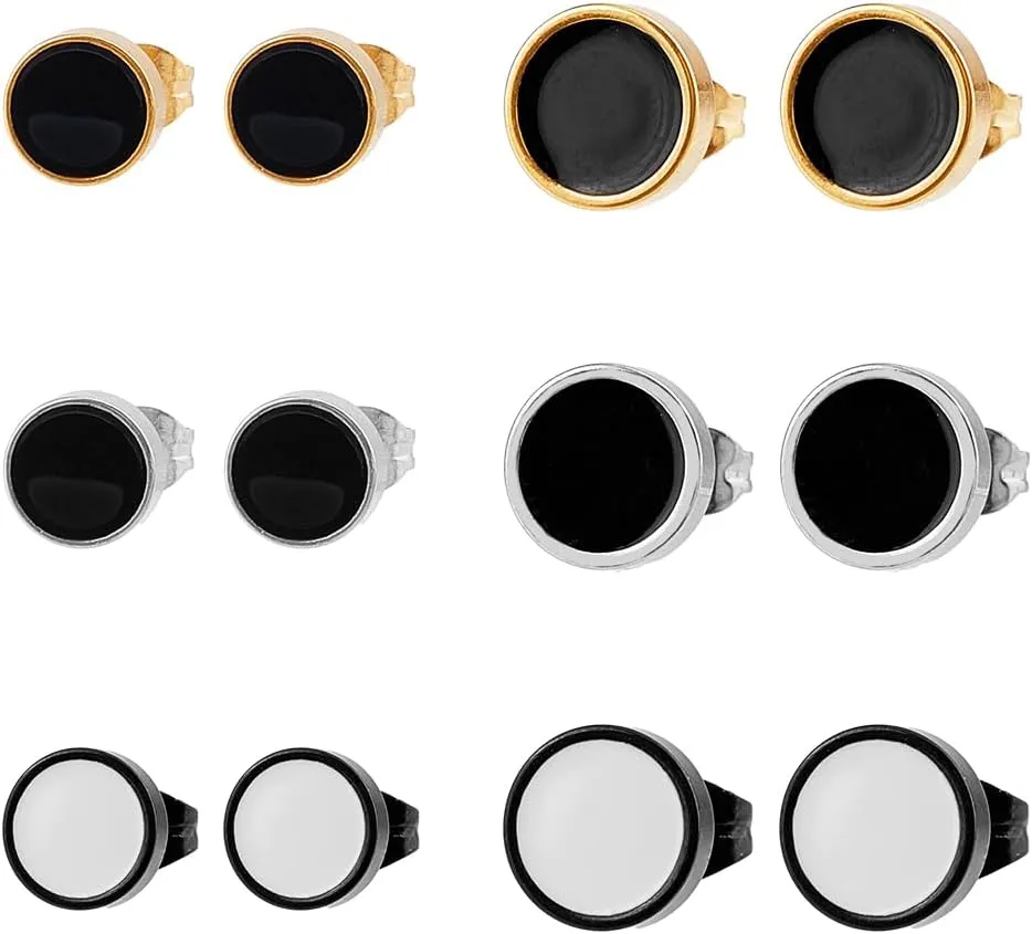 UNICRAFTALE 12Pcs Round Stud Earrings Colorful Post Stud Earring Enamel Stud Earrings Unisex Earring