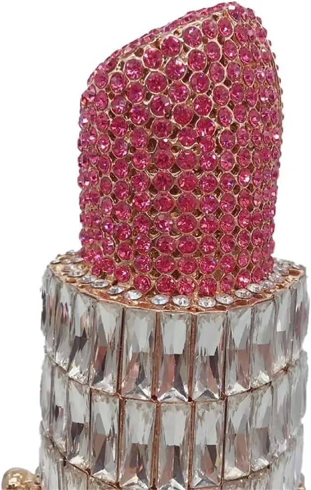 Unique Lipstick Shaped Evening Bag Dazzling Crystal Handbag Personalized Purse for Women