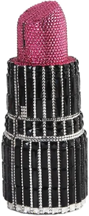 Unique Lipstick Shaped Evening Bag Dazzling Crystal Handbag Personalized Purse for Women