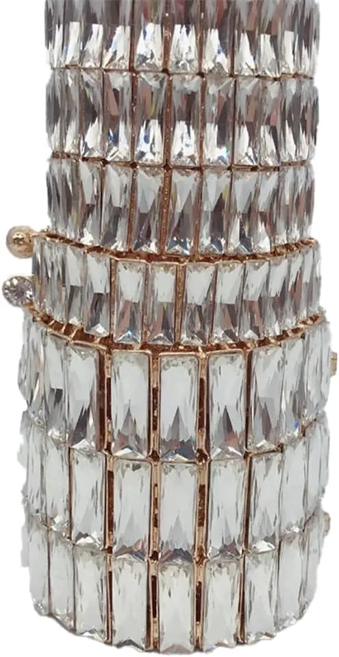 Unique Lipstick Shaped Evening Bag Dazzling Crystal Handbag Personalized Purse for Women