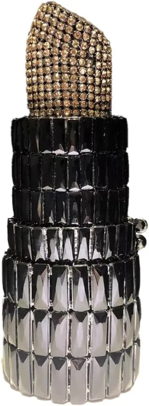 Unique Lipstick Shaped Evening Bag Dazzling Crystal Handbag Personalized Purse for Women