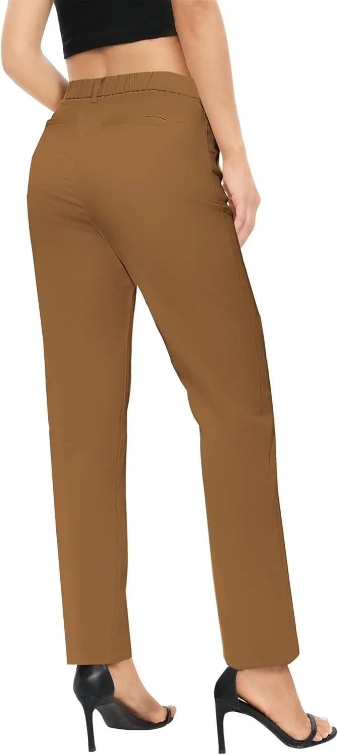 Urban CoCo Women's Elastic Waisted Work Pants Business Casual Office Pants Trousers with Pockets