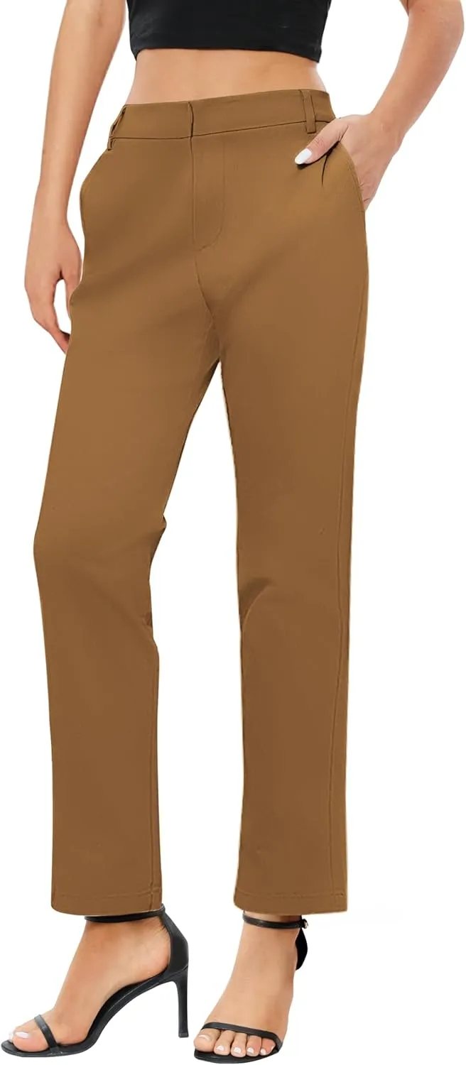 Urban CoCo Women's Elastic Waisted Work Pants Business Casual Office Pants Trousers with Pockets