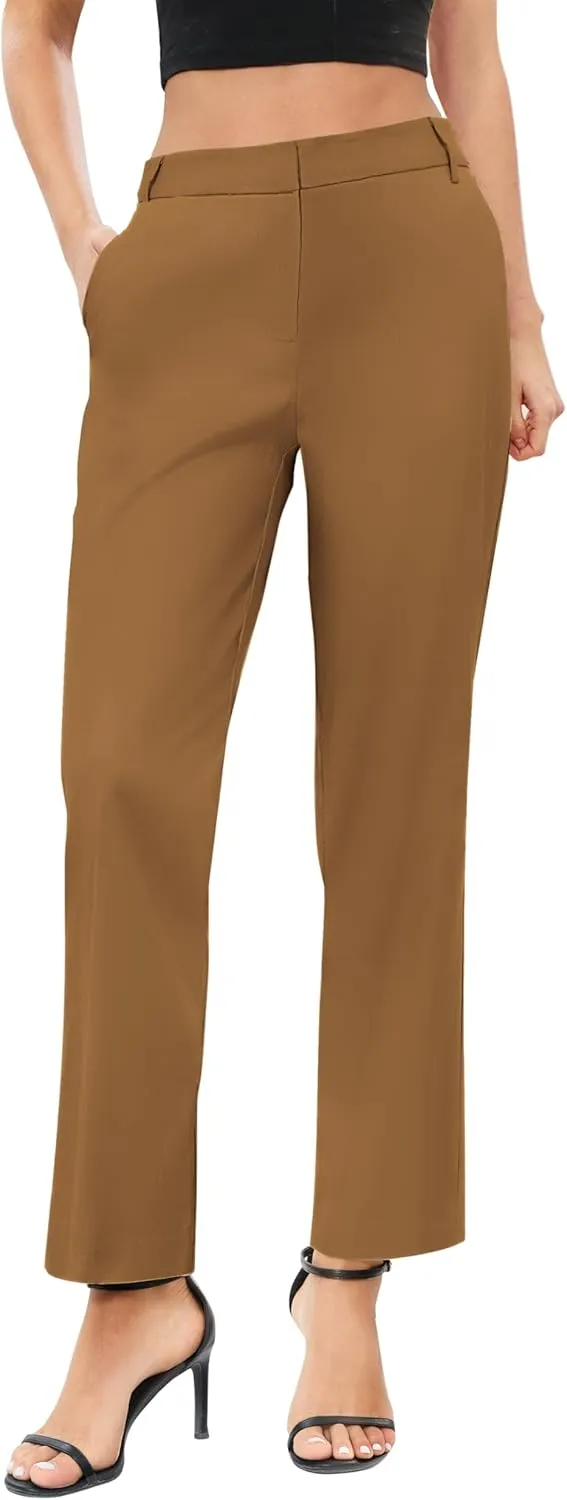 Urban CoCo Women's Elastic Waisted Work Pants Business Casual Office Pants Trousers with Pockets