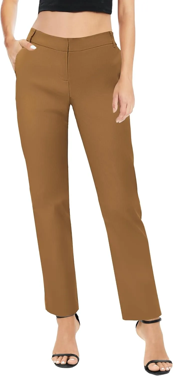 Urban CoCo Women's Elastic Waisted Work Pants Business Casual Office Pants Trousers with Pockets