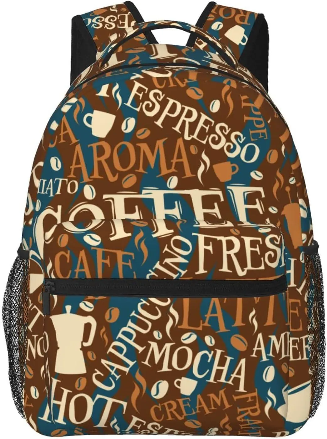 Vintage Coffee Patterns Backpacks 15 Inch Laptop Backpack Multipurpose Double Shoulder Bag for Men Women Gifts