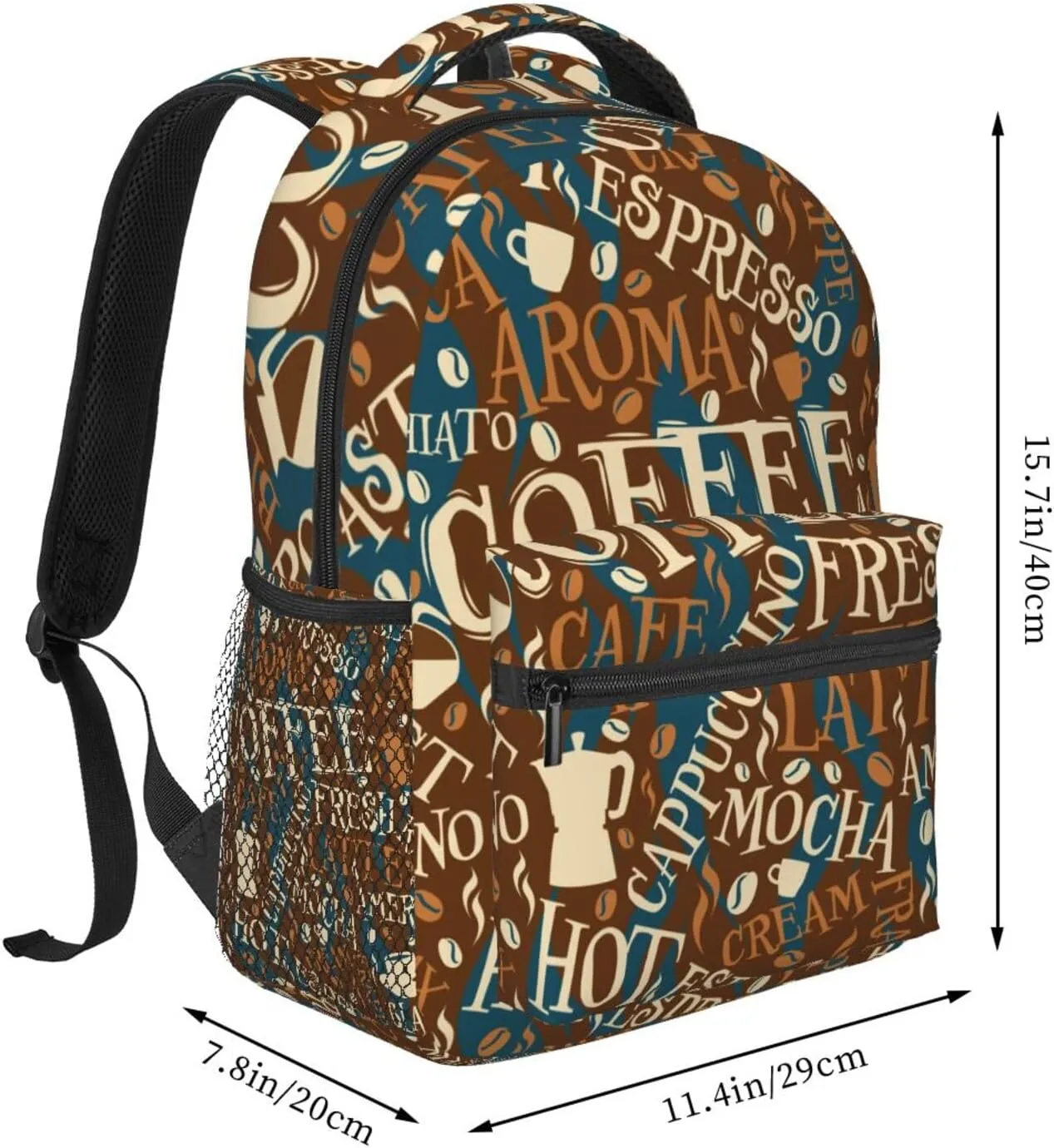 Vintage Coffee Patterns Backpacks 15 Inch Laptop Backpack Multipurpose Double Shoulder Bag for Men Women Gifts