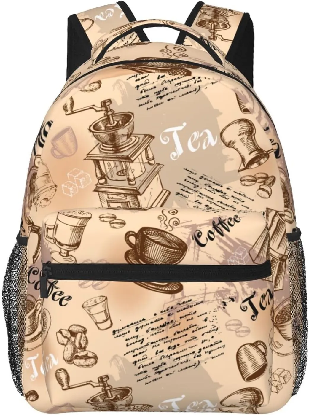 Vintage Coffee Patterns Backpacks 15 Inch Laptop Backpack Multipurpose Double Shoulder Bag for Men Women Gifts