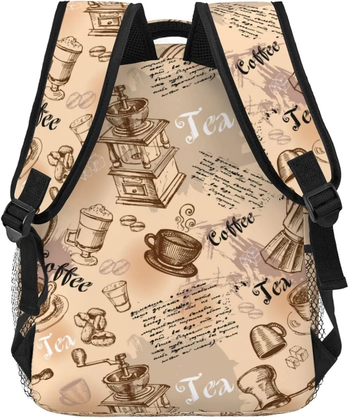 Vintage Coffee Patterns Backpacks 15 Inch Laptop Backpack Multipurpose Double Shoulder Bag for Men Women Gifts