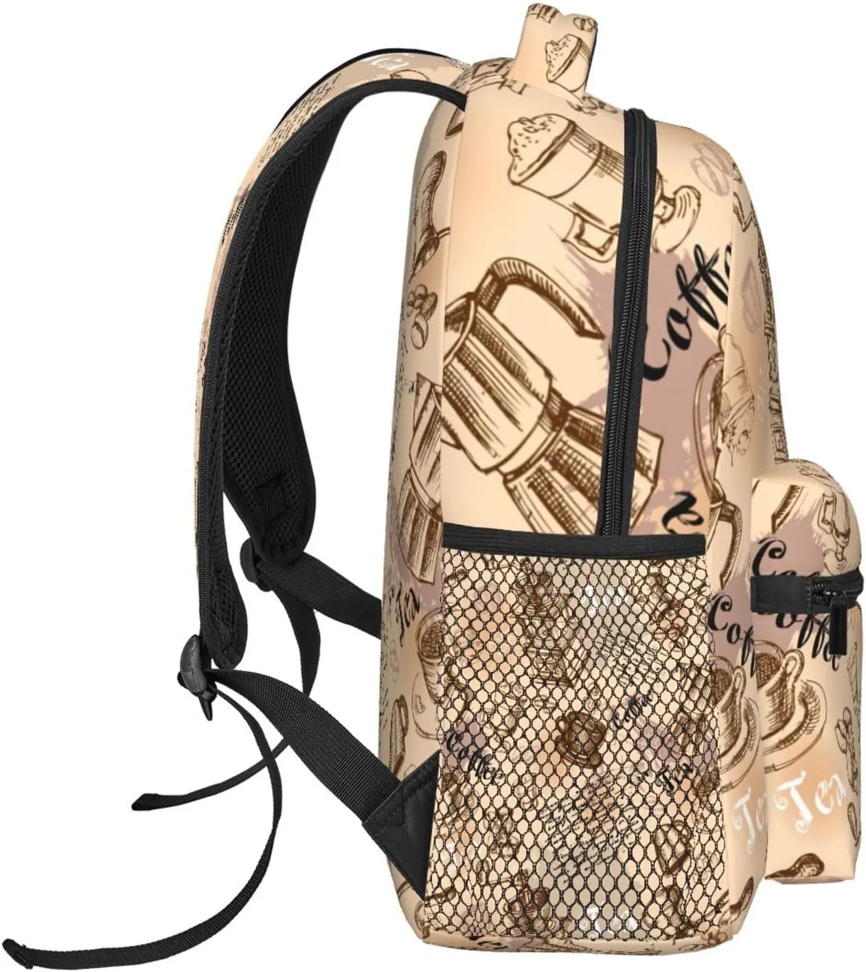 Vintage Coffee Patterns Backpacks 15 Inch Laptop Backpack Multipurpose Double Shoulder Bag for Men Women Gifts