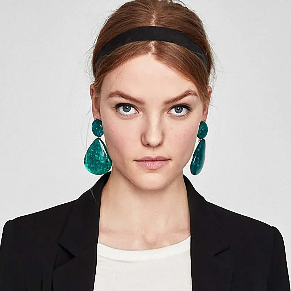 Vintage Statement Dangle Earrings Women Resin Water Drop Earrings