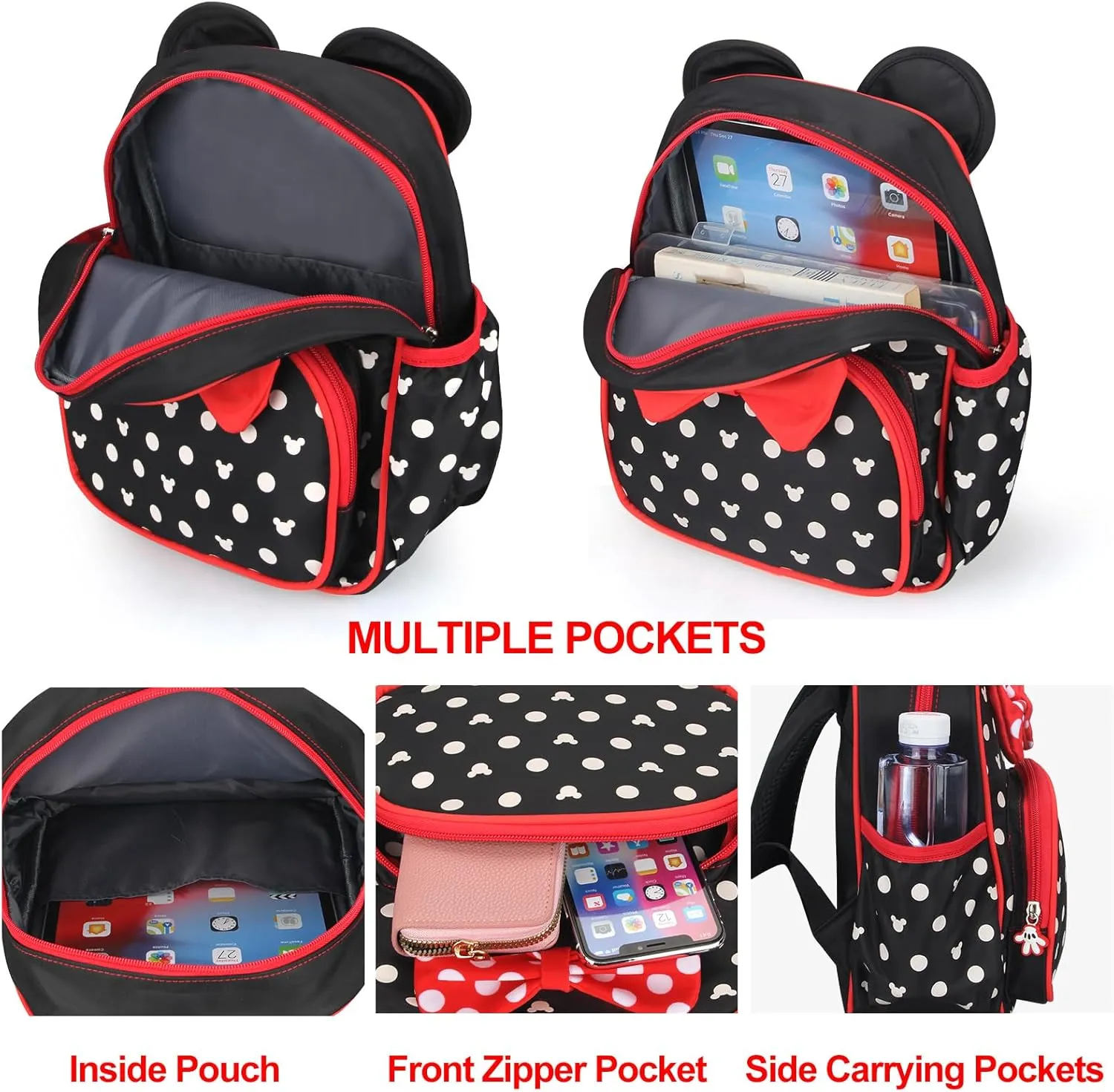 Voikukka Cute Little Girls Mini Backpack Kid Mini Mouse Backpacks for Toddler Girl Book Bag Small Kids Backpack Preschool Toddler Bookbag Children Travel Daycare Bag Child Backpack
