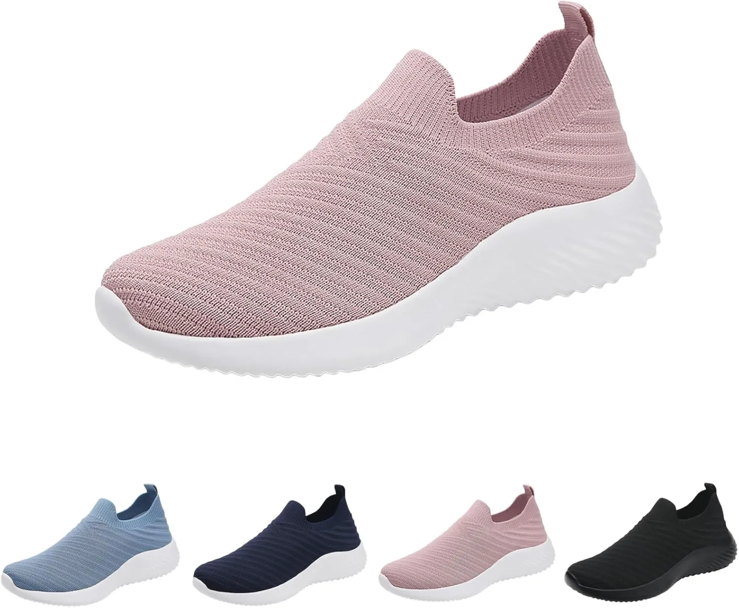 Walking Shoes Women Slip On Knit Mesh Running Athletic Shoes Lightweight Comfort Mesh Breathable Travel Sneakers