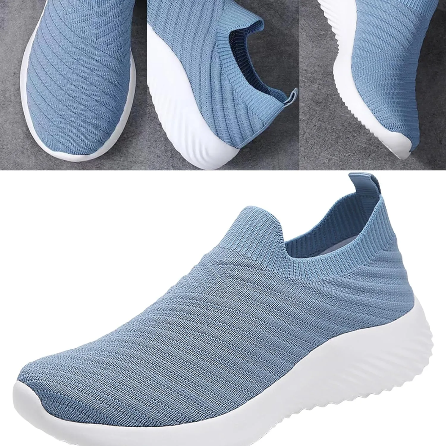Walking Shoes Women Slip On Knit Mesh Running Athletic Shoes Lightweight Comfort Mesh Breathable Travel Sneakers