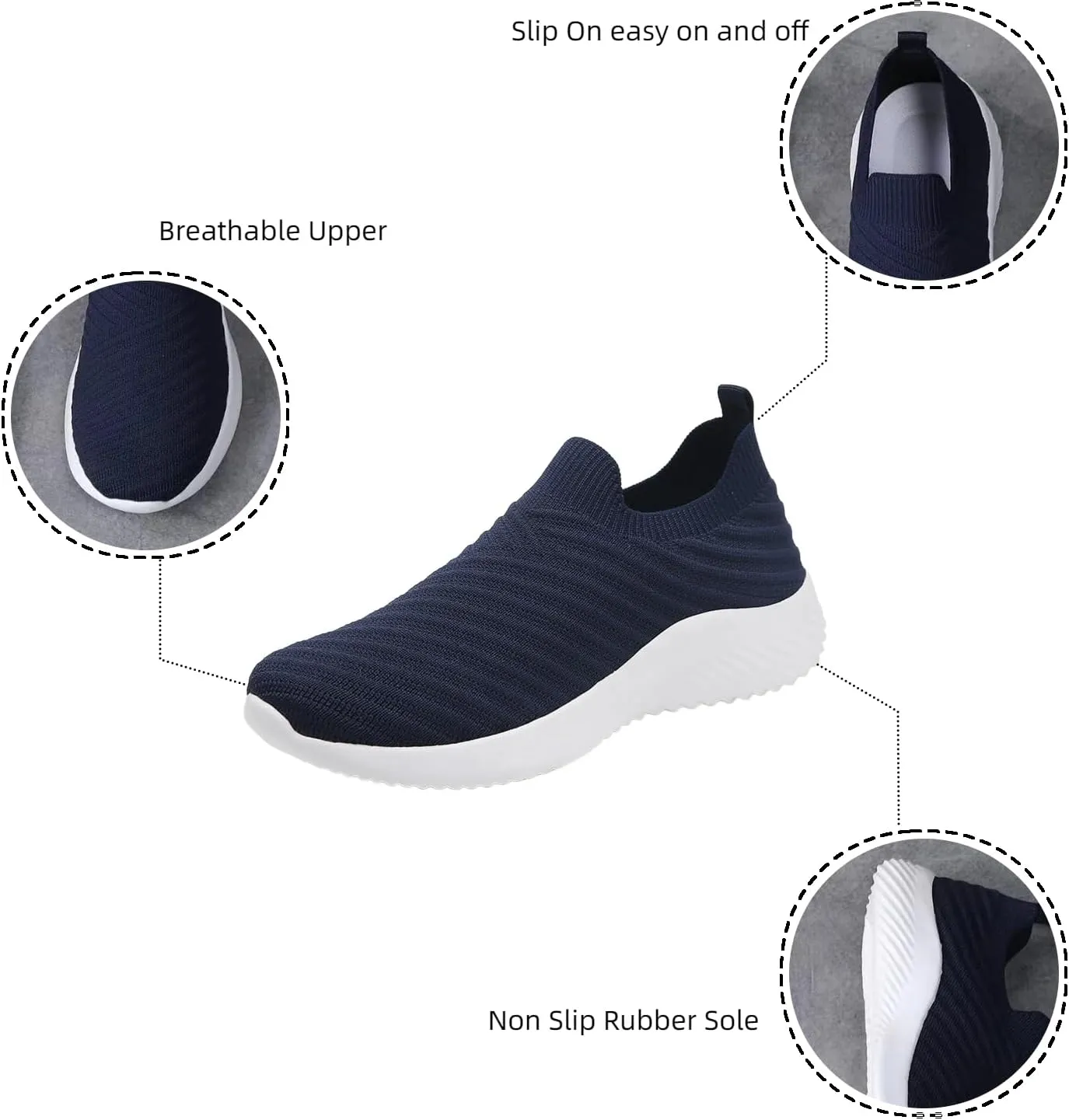 Walking Shoes Women Slip On Knit Mesh Running Athletic Shoes Lightweight Comfort Mesh Breathable Travel Sneakers