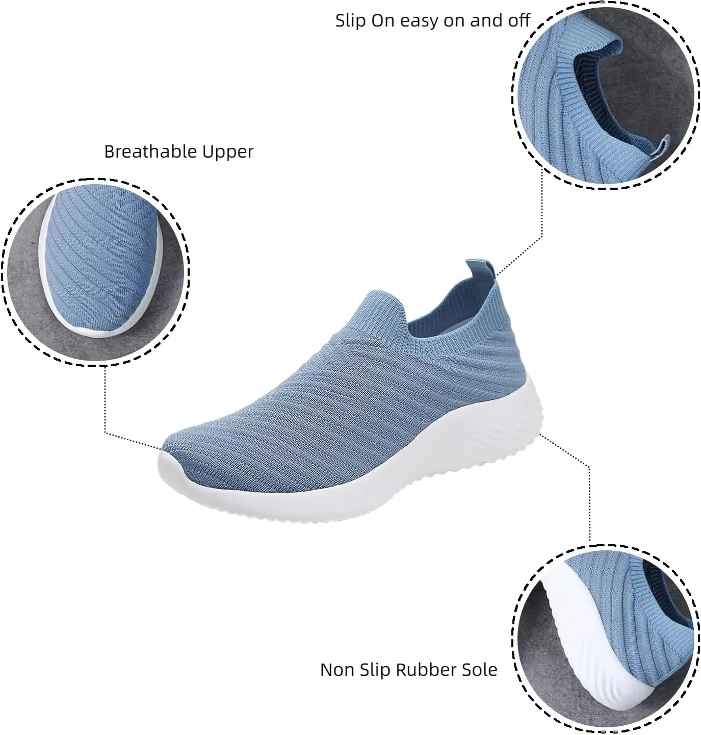Walking Shoes Women Slip On Knit Mesh Running Athletic Shoes Lightweight Comfort Mesh Breathable Travel Sneakers