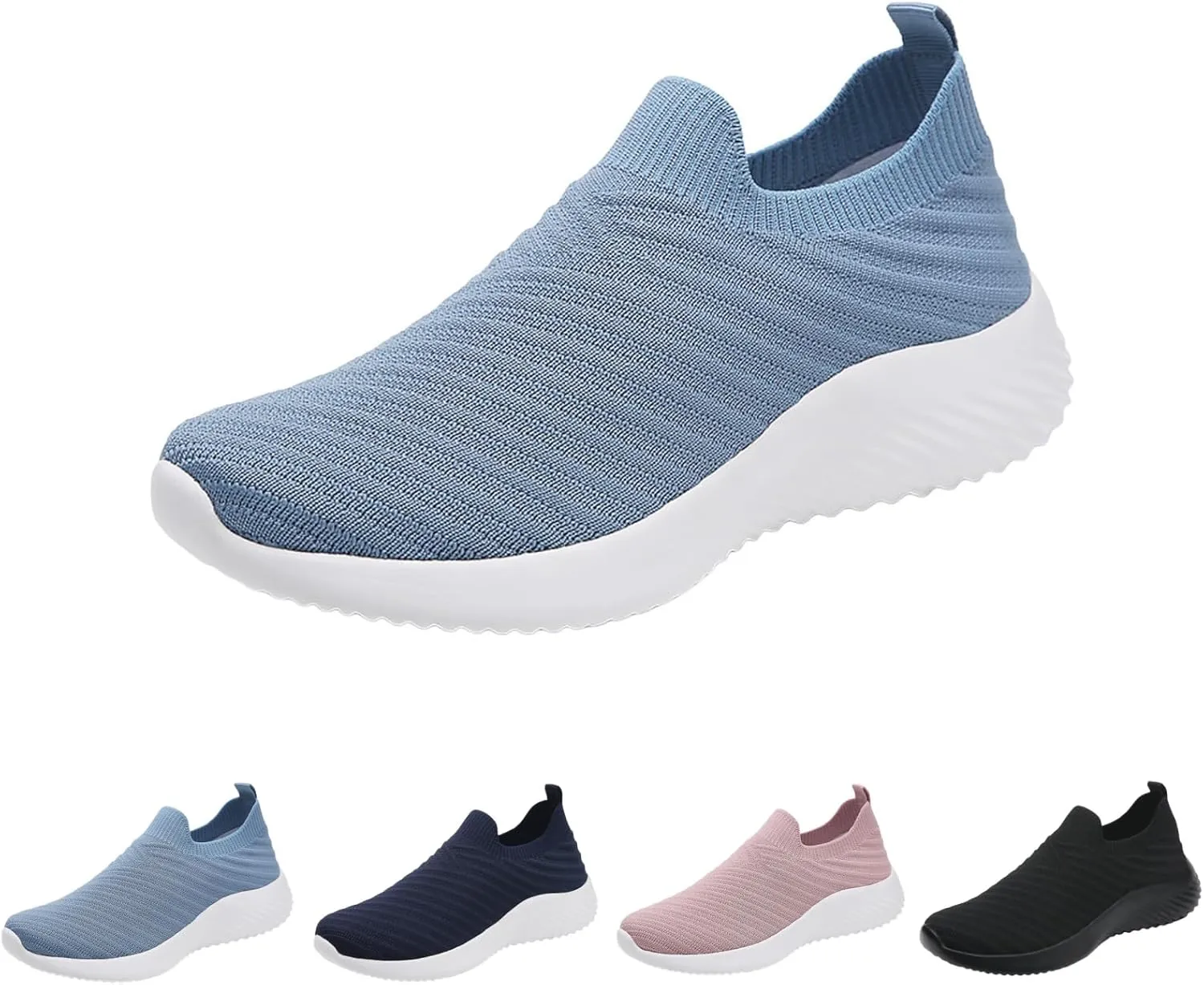 Walking Shoes Women Slip On Knit Mesh Running Athletic Shoes Lightweight Comfort Mesh Breathable Travel Sneakers