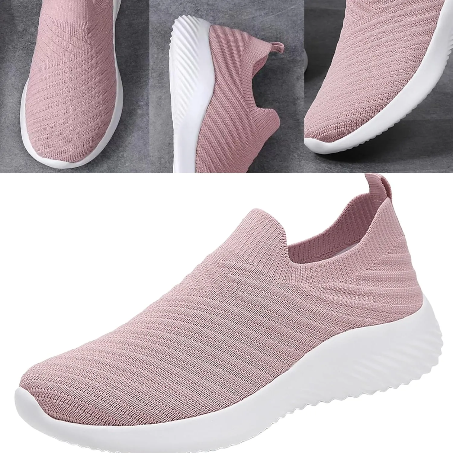Walking Shoes Women Slip On Knit Mesh Running Athletic Shoes Lightweight Comfort Mesh Breathable Travel Sneakers