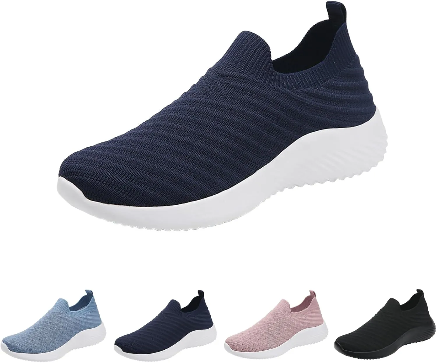 Walking Shoes Women Slip On Knit Mesh Running Athletic Shoes Lightweight Comfort Mesh Breathable Travel Sneakers