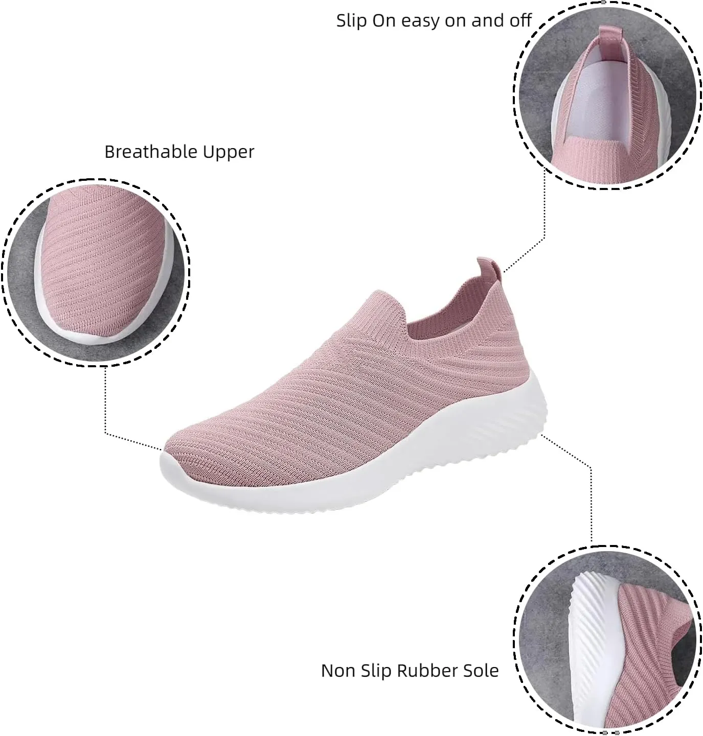 Walking Shoes Women Slip On Knit Mesh Running Athletic Shoes Lightweight Comfort Mesh Breathable Travel Sneakers