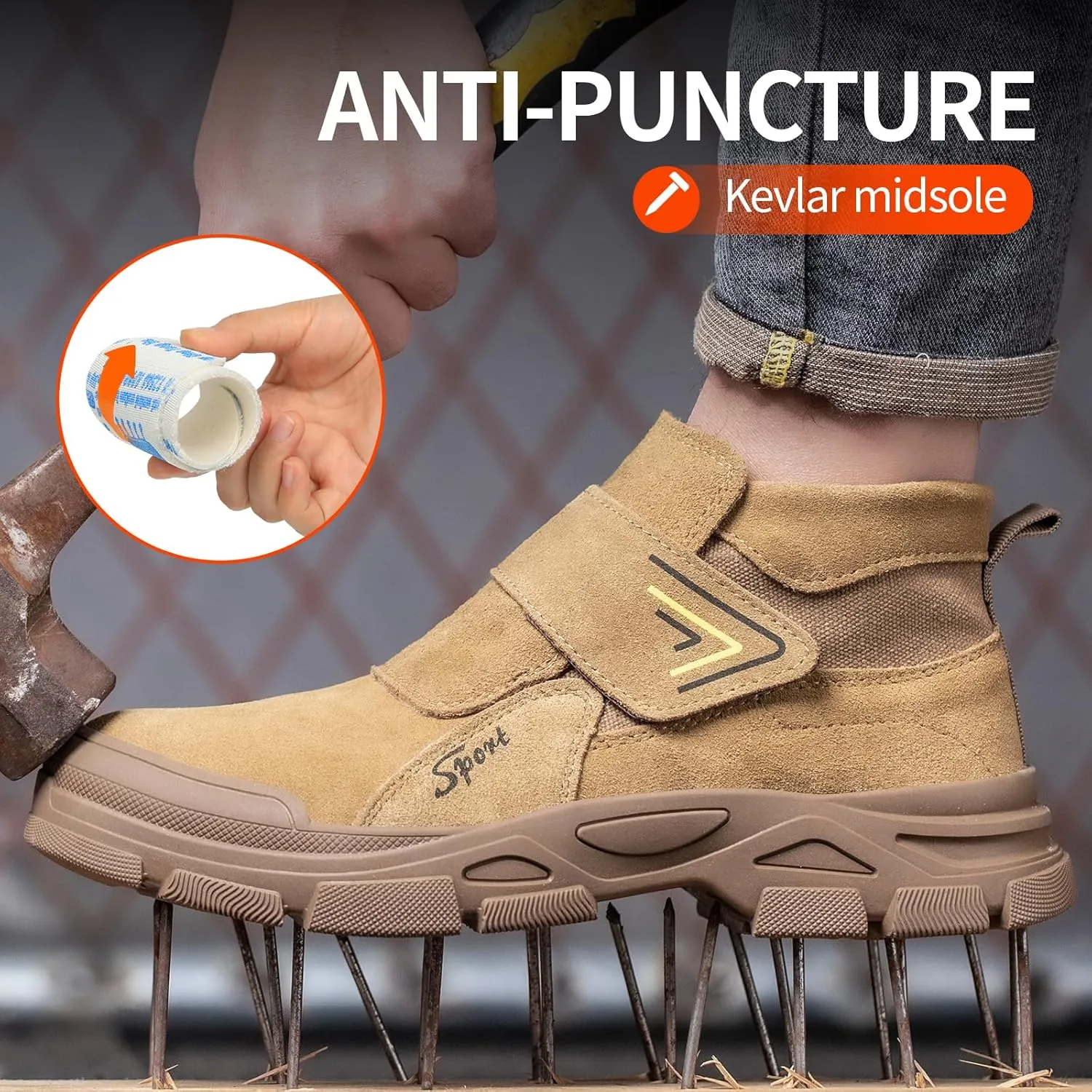 Welding Boots for Men,Slip On Steel Toe Work Boots,Construction Fireproof Men's Steel Toe Shoes,Indestructible Safety Toe Work Shoes.