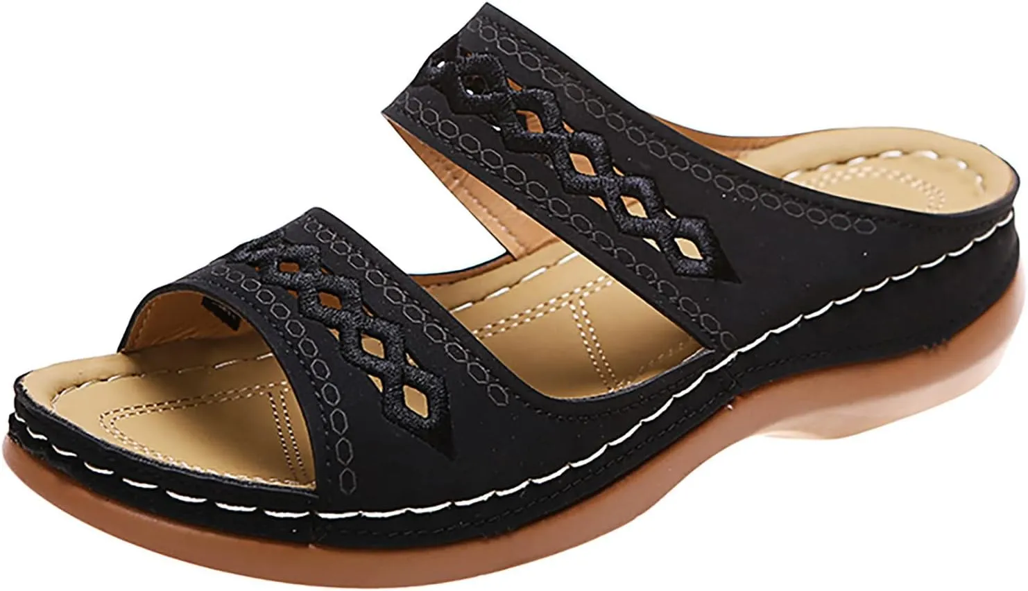 White Sandals Platform Sandals Women's Open Toes one Band Ankle Strap Flat Sandals Wedge Sandals for Women Low Heel