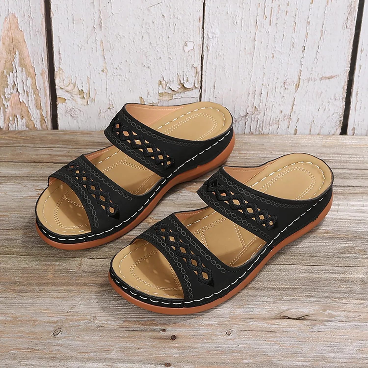 White Sandals Platform Sandals Women's Open Toes one Band Ankle Strap Flat Sandals Wedge Sandals for Women Low Heel