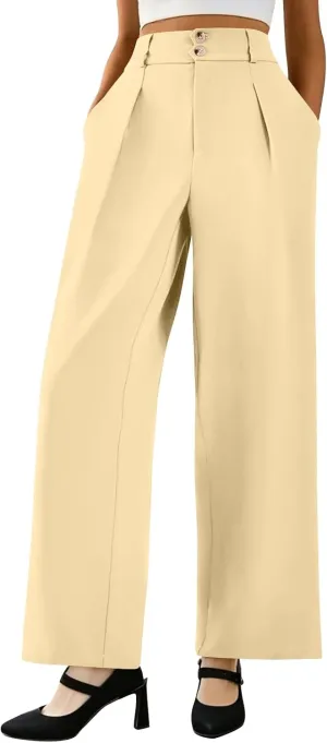 Wide Leg Professional Dress Pants Women 2025 High Waisted Business Casual Suit Office Work Pants Women with Pockets