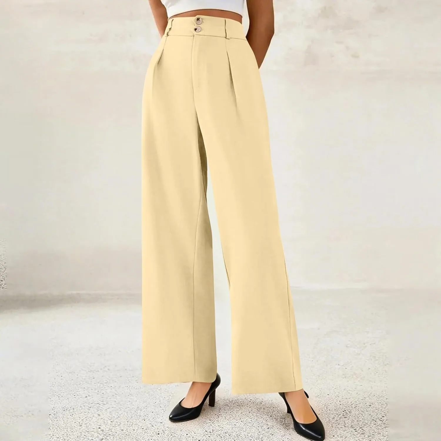 Wide Leg Professional Dress Pants Women 2025 High Waisted Business Casual Suit Office Work Pants Women with Pockets