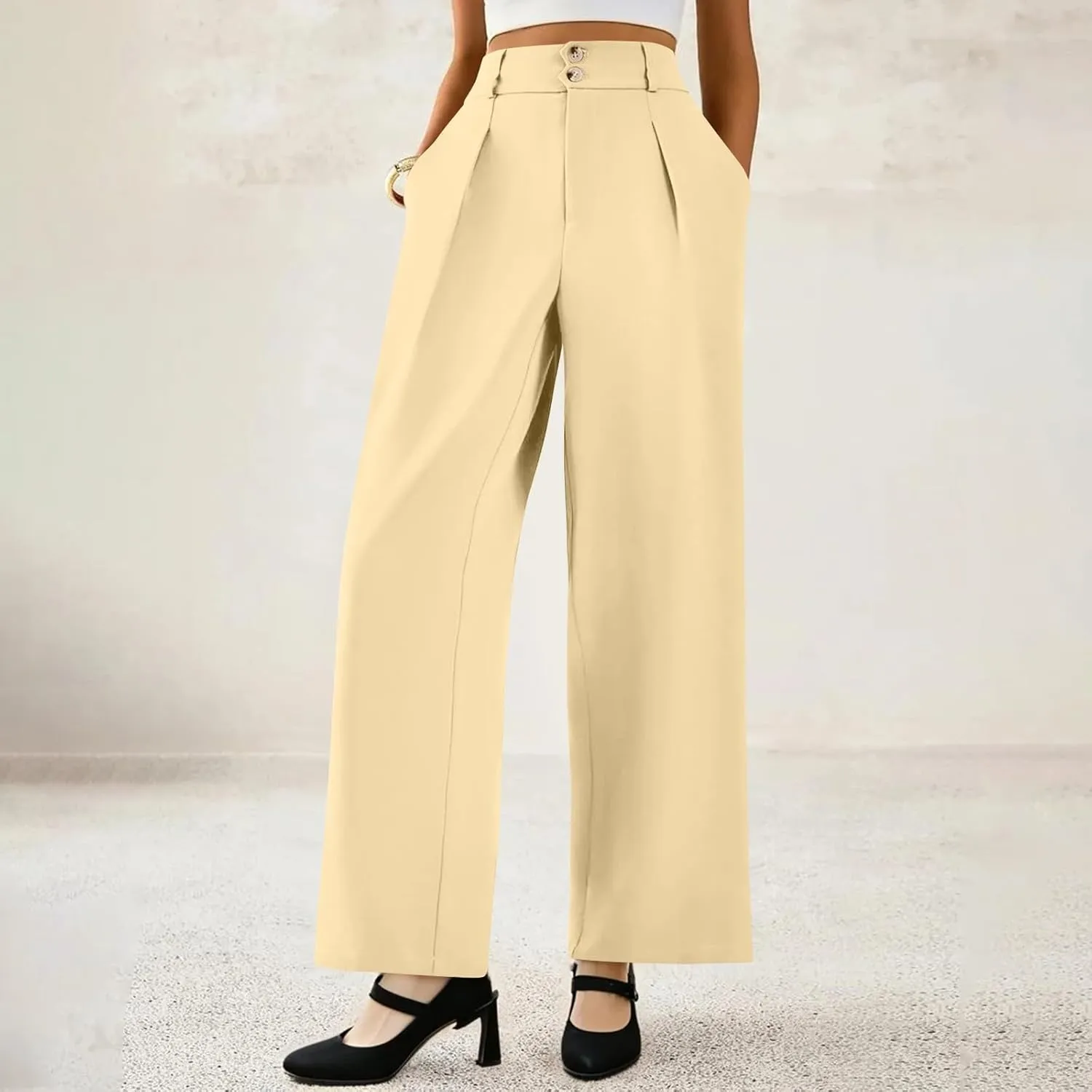 Wide Leg Professional Dress Pants Women 2025 High Waisted Business Casual Suit Office Work Pants Women with Pockets