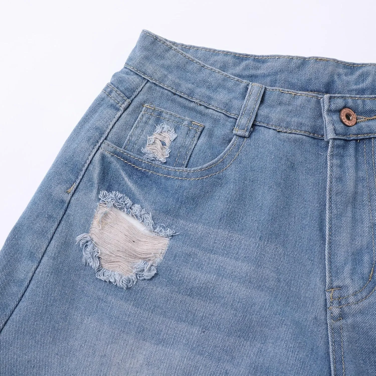 Women 2025 Summer Denim Shorts Trendy High Waisted Ripped Distressed Jean Shorts Stretchy Casual Fashion Jean Shorts