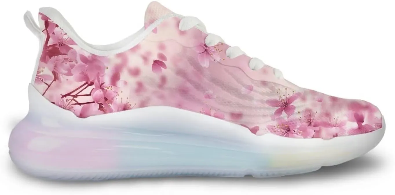 Women Air Cushion Running Shoe Flowers Print Sport Shoes Non Slip Breathable Athletic Tennis Fitness Sneaker US6-11