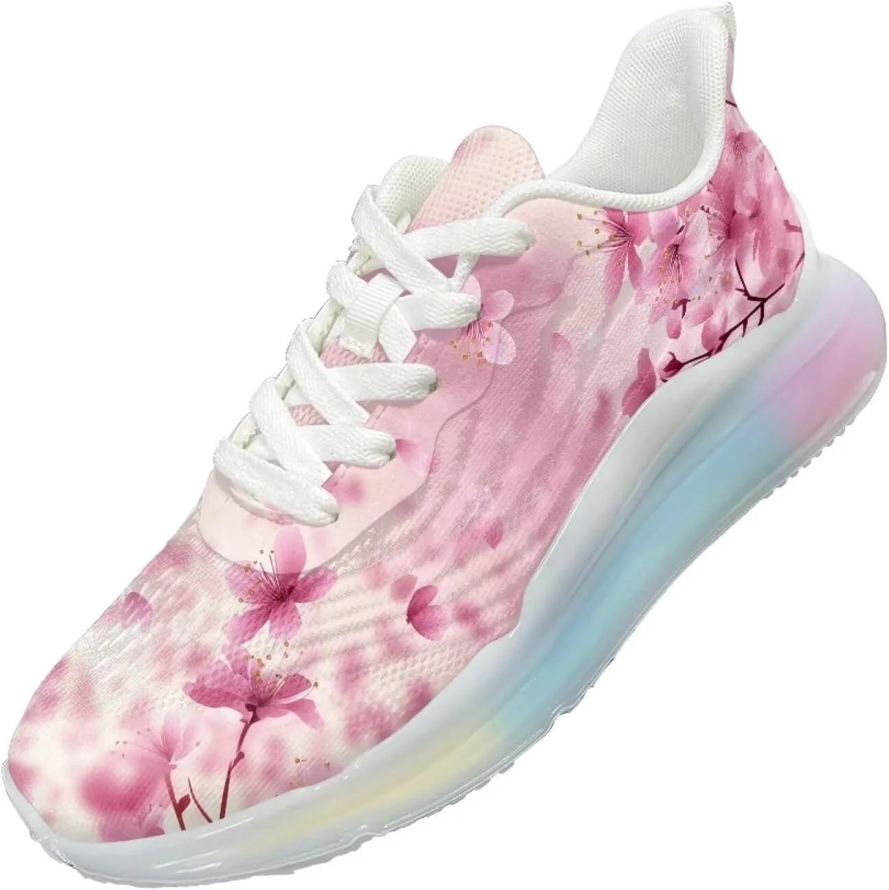 Women Air Cushion Running Shoe Flowers Print Sport Shoes Non Slip Breathable Athletic Tennis Fitness Sneaker US6-11