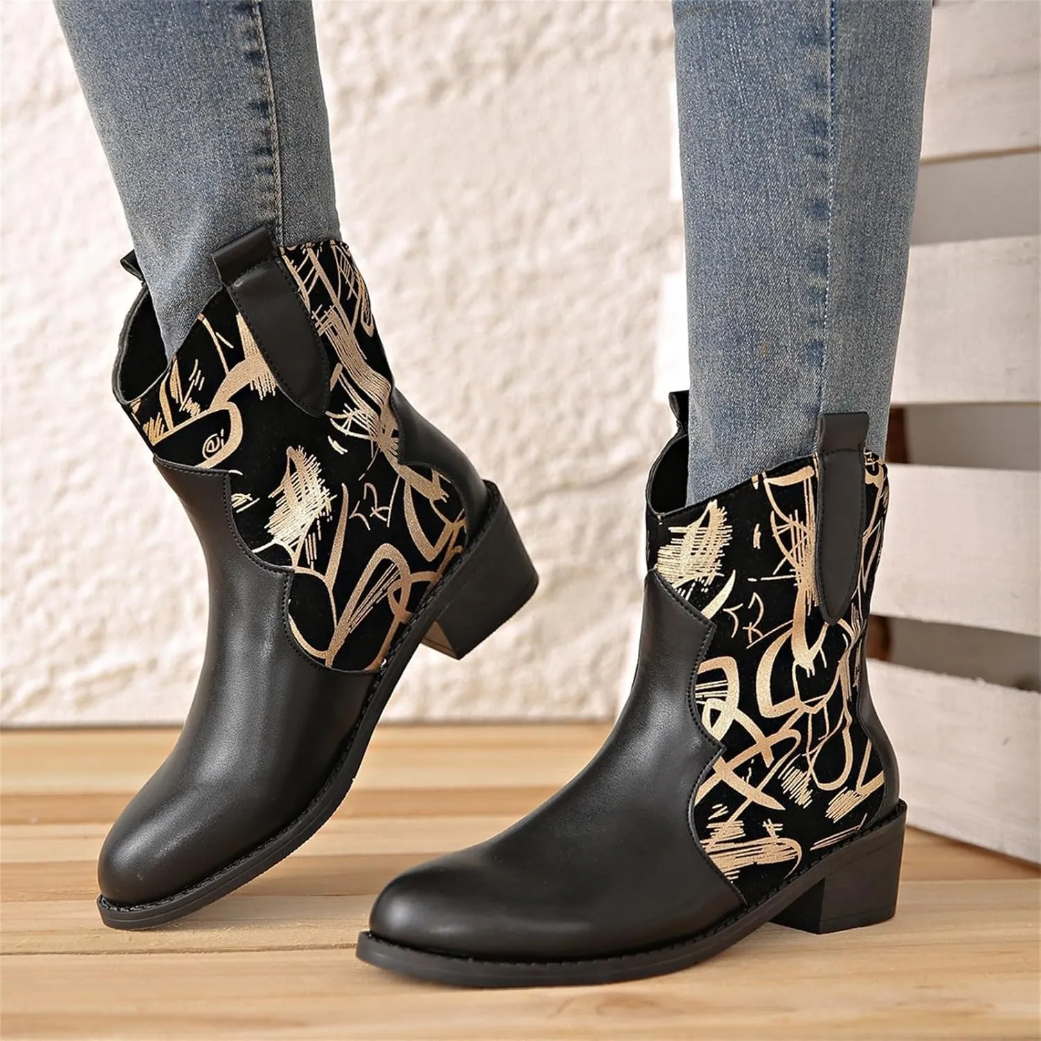 Women Ankle Boots Black Boots Half Boots for Women Womens Plus Size Boots Women'S Leather Ankle Boots Low Heels Zipper Winter Booties White Ankle Boots for Wide Feet