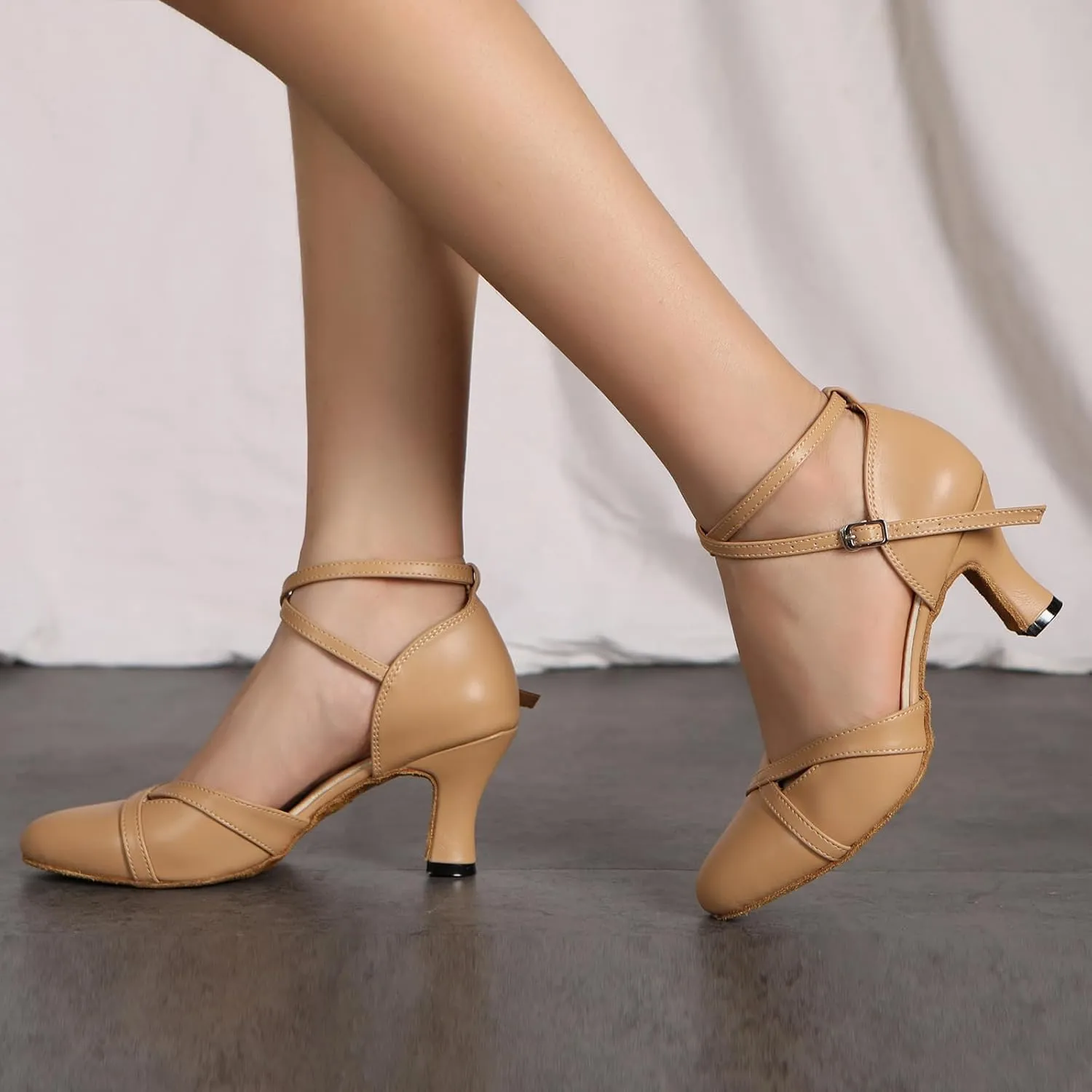 Women Ballroom Dance Shoes Closed Toe Performence Practice Tango Latin Salsa Modern Waltz Character Dance Shoes,model L618-6cm Heel