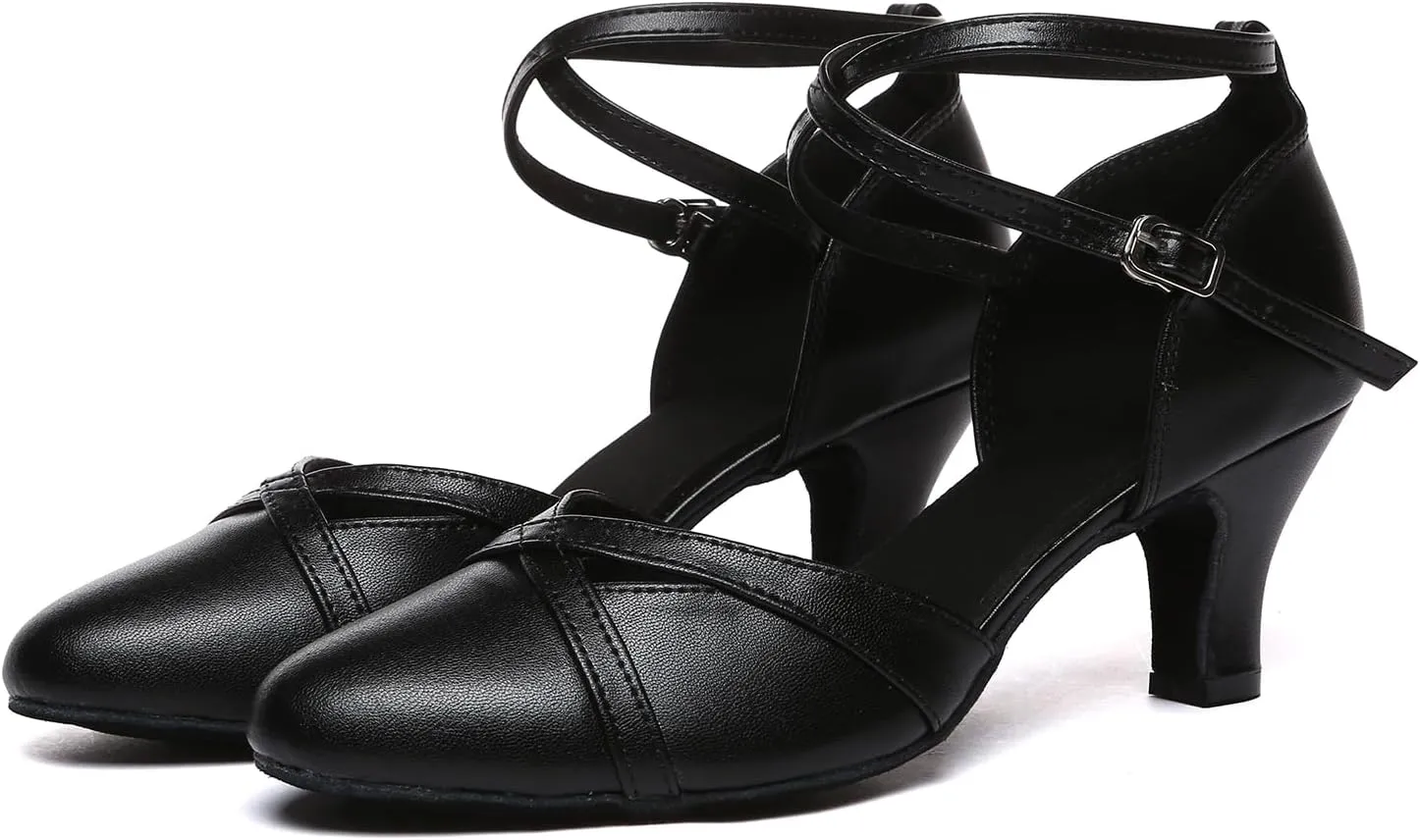 Women Ballroom Dance Shoes Closed Toe Performence Practice Tango Latin Salsa Modern Waltz Character Dance Shoes,model L618-6cm Heel
