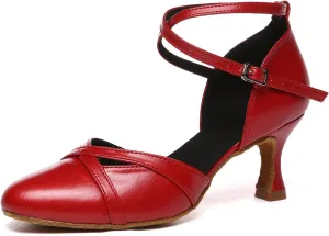 Women Ballroom Dance Shoes Closed Toe Performence Practice Tango Latin Salsa Modern Waltz Character Dance Shoes,model L618-6cm Heel