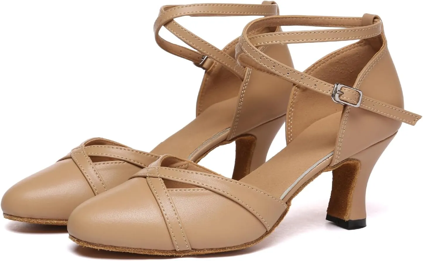 Women Ballroom Dance Shoes Closed Toe Performence Practice Tango Latin Salsa Modern Waltz Character Dance Shoes,model L618-6cm Heel